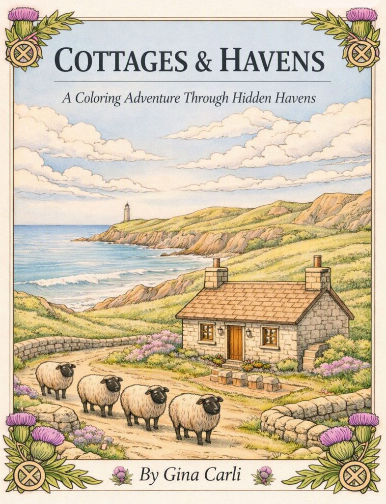 Cottages and Havens Coloring Book Cover